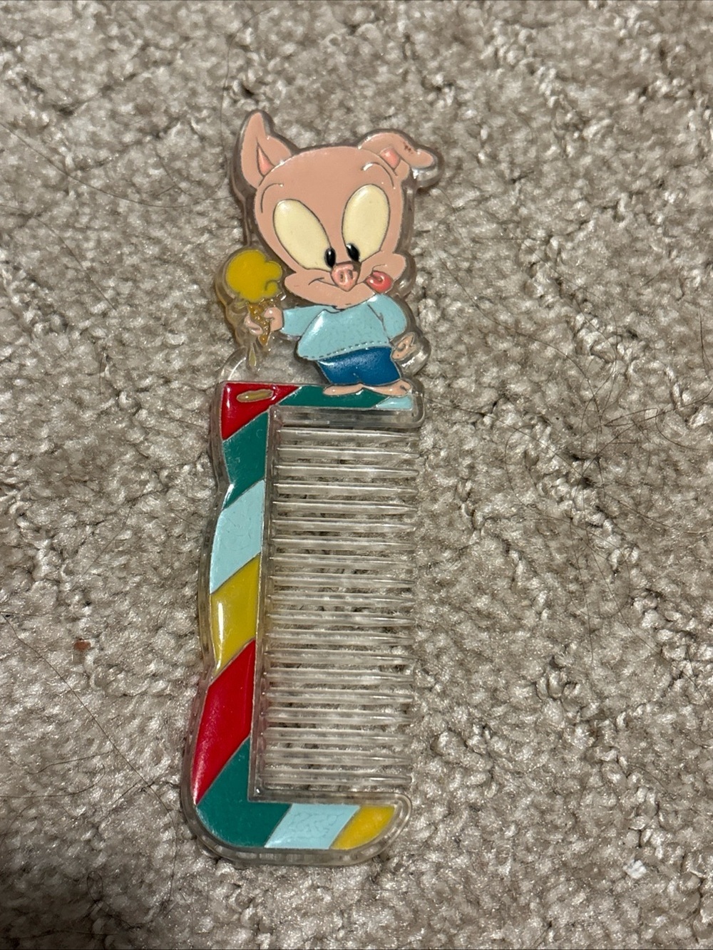 Vintage 1994 TINY TUNES PORKY HAMPTON J. PIG COMB SMALL POCKET COLLECTIBLE